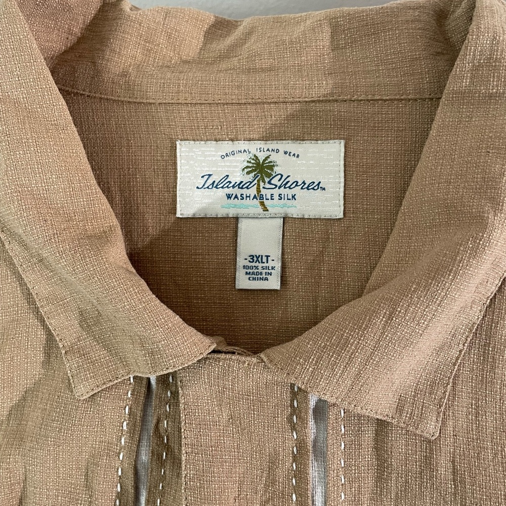Island Shores Men's Casual Button Down Shirt - Tan